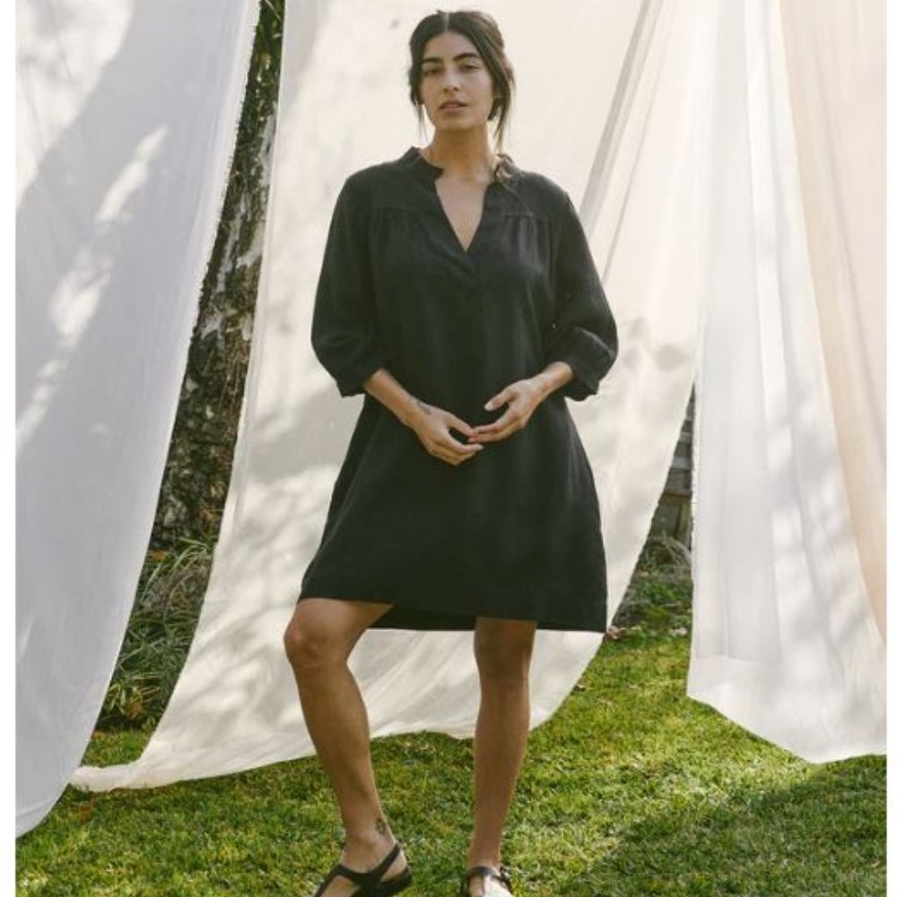 Sugar Candy Mountain Sabine Dress in Black Linen
